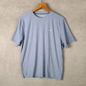 Under Armour Heatgear Shirt Mens Large Blue Short Sleeve Athletic Poly Blend